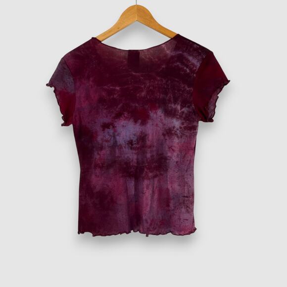 Vintage Y2K Mother Two-Be Tie Dye Top Burgundy Purple Size Medium - Picture 2 of 6